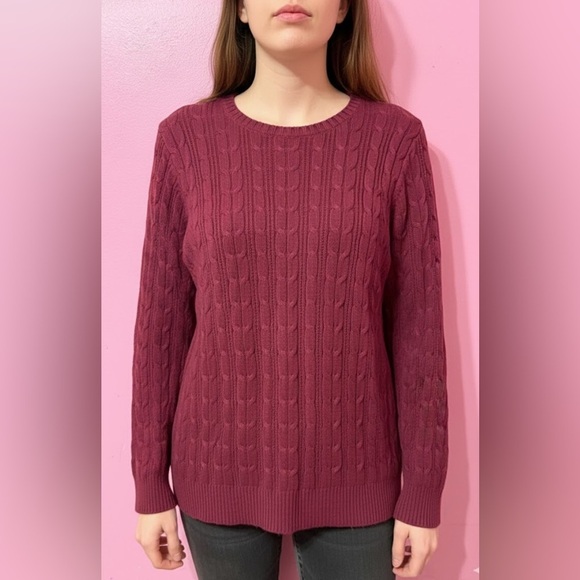 St. John's Bay Sweaters - St. John's Bay Cable Knit Sweater - Deep Burgundy